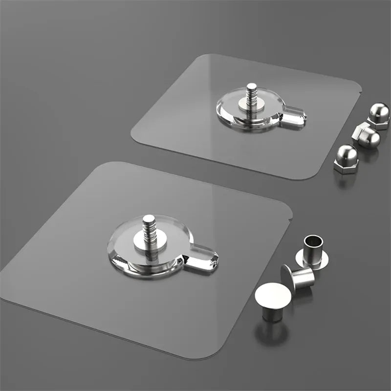 6Pcs PVC Strong Adhesive Nails Wall Poster Seamless Wall Hook Waterproof Durable Transparent Kitchen Bathroom Screw Hook Hanger