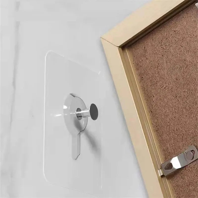 6Pcs PVC Strong Adhesive Nails Wall Poster Seamless Wall Hook Waterproof Durable Transparent Kitchen Bathroom Screw Hook Hanger