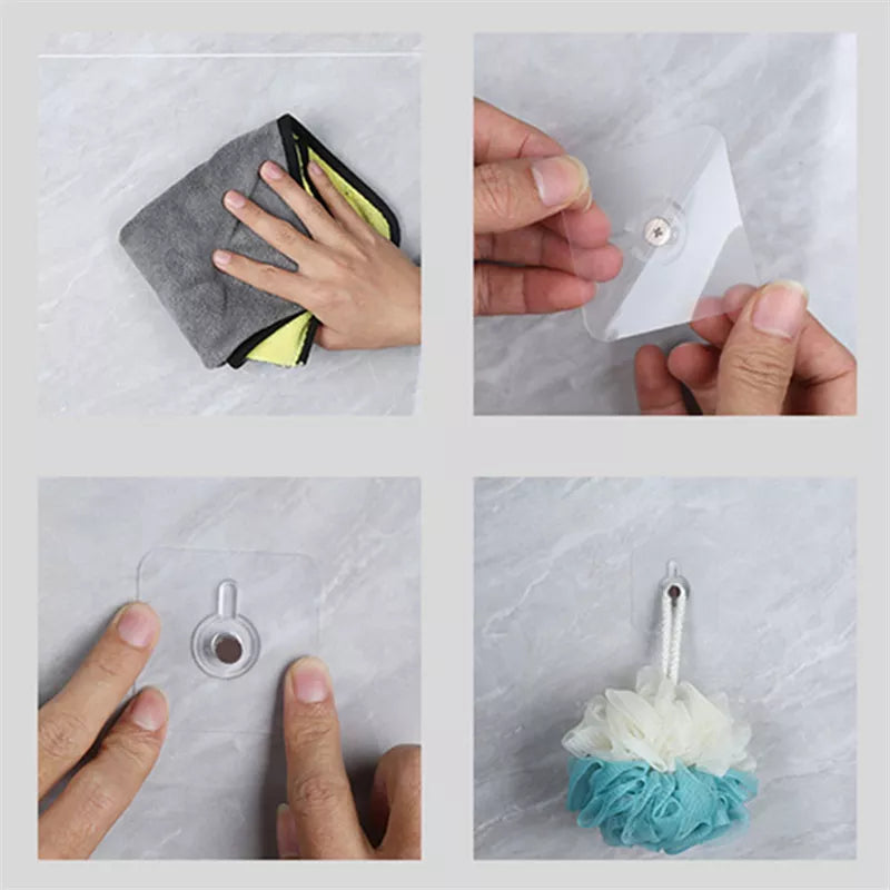 6Pcs PVC Strong Adhesive Nails Wall Poster Seamless Wall Hook Waterproof Durable Transparent Kitchen Bathroom Screw Hook Hanger